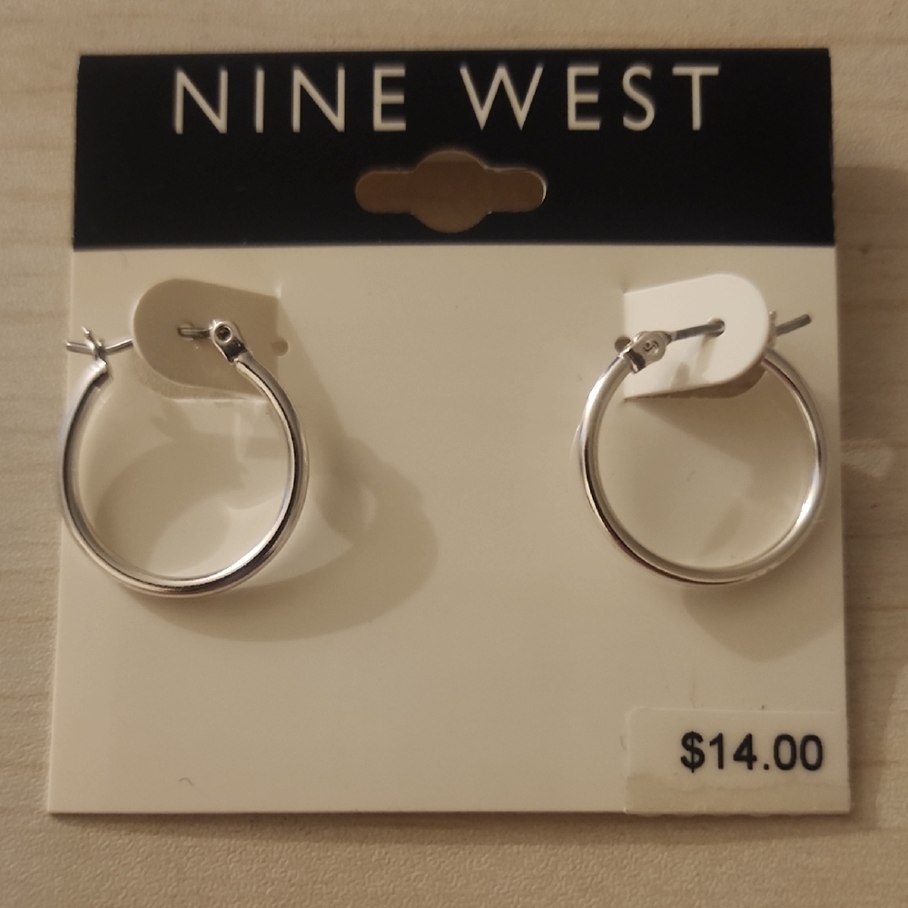 Nine West Classic Silver Hoop Earrings